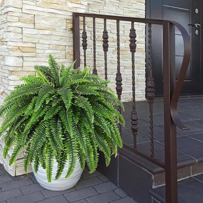 Single Silky Artificial Boston Fern Bush, 49Inch Large Artificial Ferns for Outdoors, Large Faux Ferns Artificial Plants,Suitable for Decorating Office, Living Room Faux Greenery,95Branches Rootora