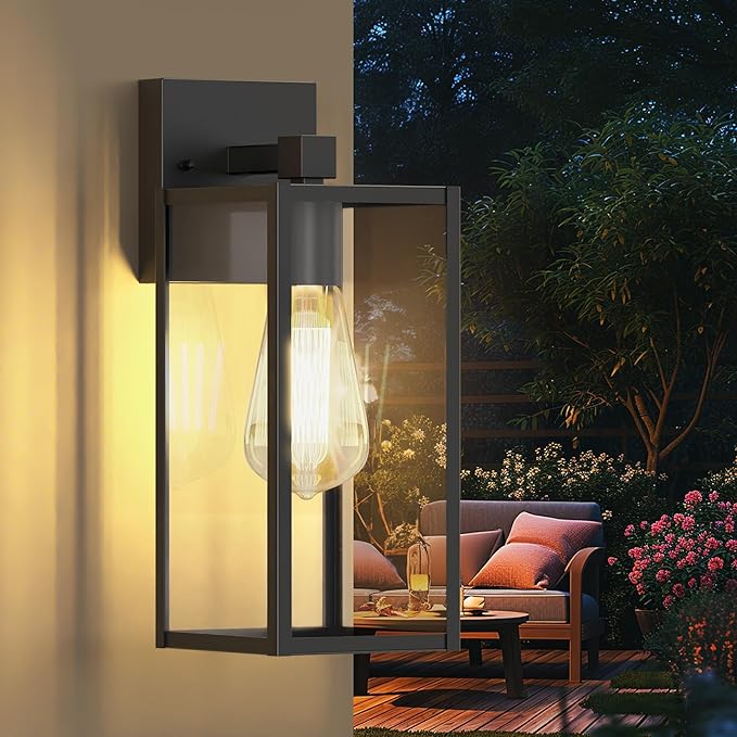 WIHTU 13in Outdoor Light Fixture Wall Mount, LED Exterior Lighting fixtures for Outside, Front Porch Lights, Waterproof Wall Sconce Lantern Lamp, Black Coach Lights for House, Patio, Garage, Doorway WIHTU