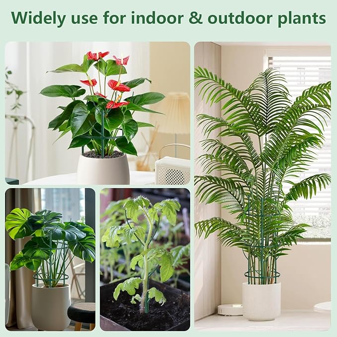 12 Pack Plant Support Stake Half Round Plant Support for Indoor Plants, Stackable 3 Tier Garden Flower Support, Plant Rings for Tomato,Monstera, Peony, Hydrangea, Climbing Plants BUYNOW