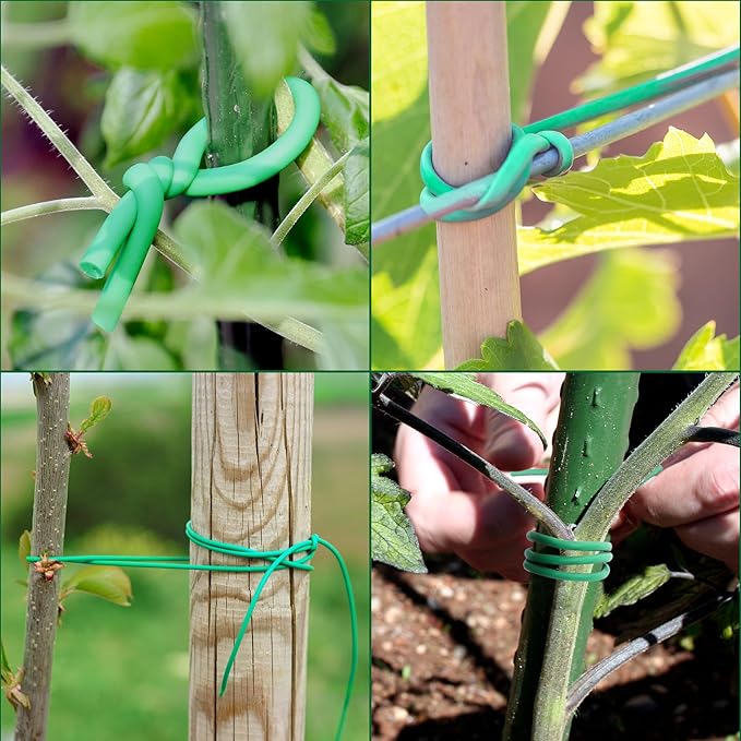 YMHB 120 Feet Green Soft Twist Tie Tomato Plant Tie, Garden Wire Green Twist Garden Ties for Supporting Plants and Home Organizing YMHB