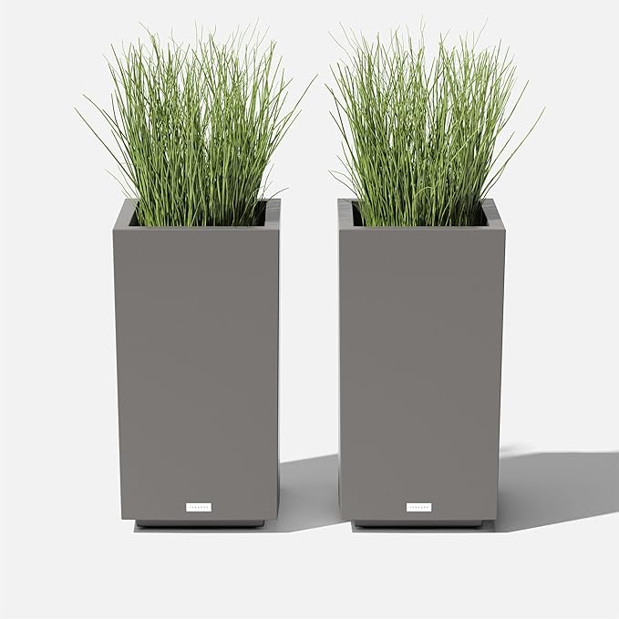 Veradek Block Series Pedestal Planter - Tall Planter for Indoor or Outdoor Front Porch | All-Weather Use with Removable Insert Bucket | Modern Décor for Flowers, Tall Trees, Faux Plants VeradekOutdoor