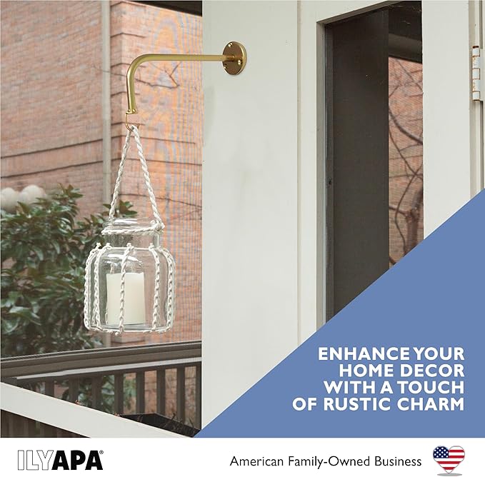 Ilyapa 4 Pack Metal Plant Wall Hanger Hooks - 7 in. Hook for Hanging, Baskets, and Macrame, Indoor Hangers in Rustic Brass Finish, Wall Planters Ilyapa