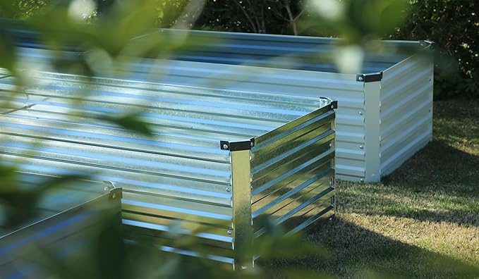 4×3×1FT(2PCS) Galvanized Raised Garden Bed Kit, Metal Planter Boxes,Large Raised Garden Bed for Planting Vegetables,Flowers,Herbs -Silver ZUNUDA