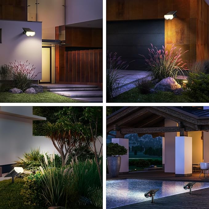 Consciot Solar Spot Lights Outdoor, 16 LEDs IP67 Waterproof, Auto On/Off Solar Landscape Spotlights, 2-in-1 Adjustable Wall Lights for Garden Yard Pathway, 6 Pack (Warm White) Consciot