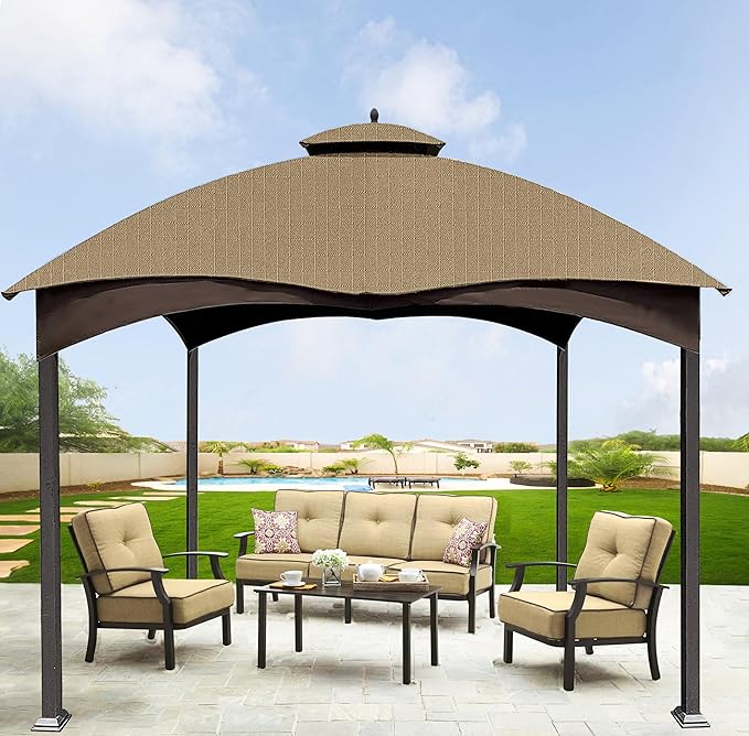 SCOCANOPY Khaki Ripstop Replacement Top for Lowe's Allen Roth 10X12 Gazebo Model #GF-12S004B-1/ GF-12S004BTO SCOCANOPY