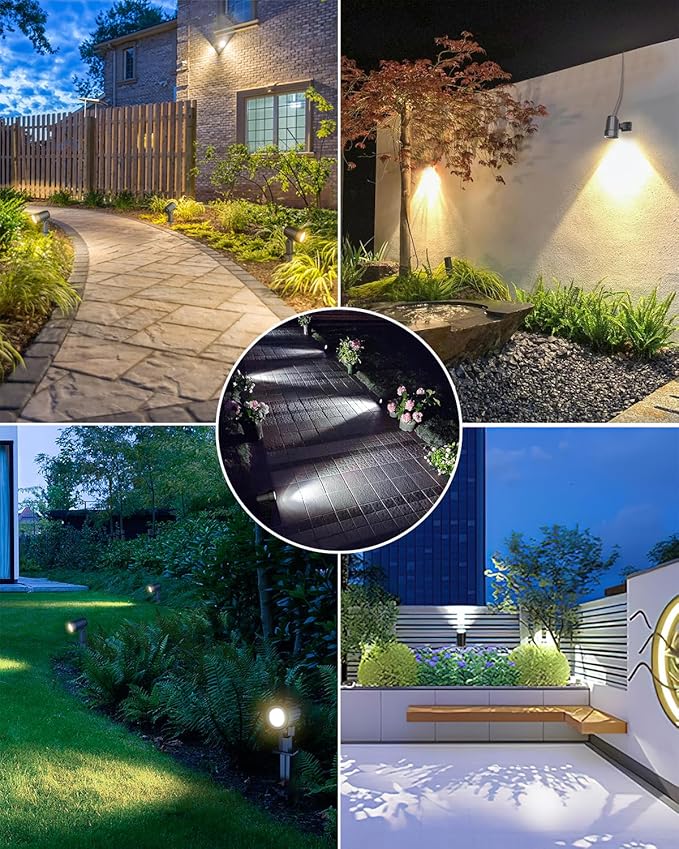CLY 6 in 1 Solar Spotlights Landscape Outdoor Garden, Solar Spotlights IP66 Waterproof Landscape Lighting with Remote 18M Cable for Garden, Lawn, Patio, 2700K/4000K/6500K CLY