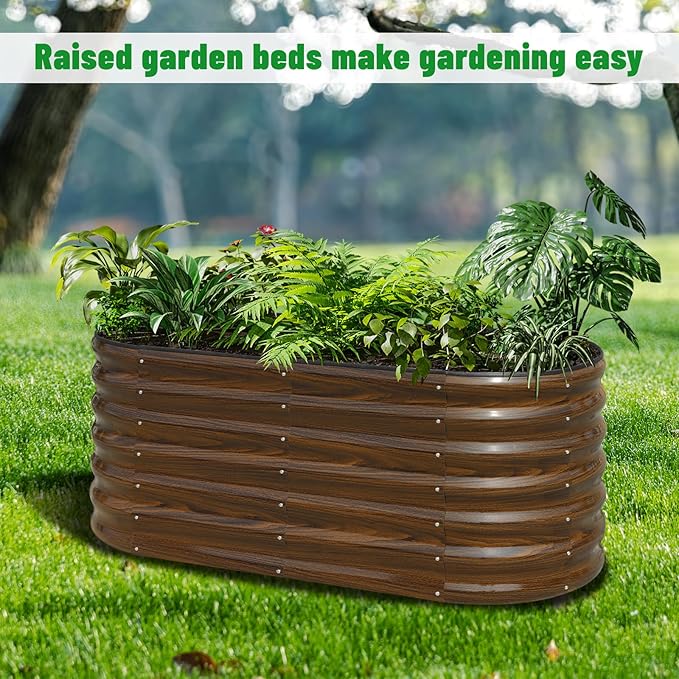SnugNiture Galvanized Steel Raised Garden Bed Kit, 4x2x2 ft Large Metal Planter Box Outdoor for Gardening Vegetables, Flowers and Fruits snugniture