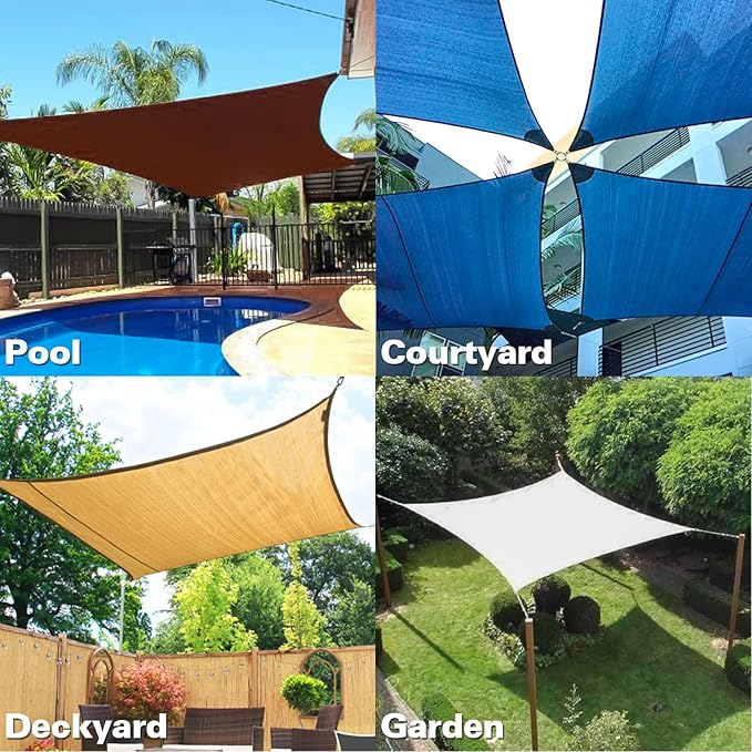 KANAGAWA 6'X24' Turquoise Mix Custom Size Sun Shade Sail Rectangle UV Block Canopy Cover for Patio Backyard Lawn Garden Outdoor (Customized Available) KANAGAWA
