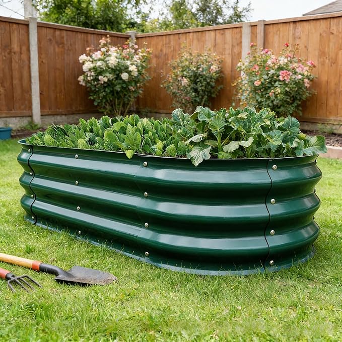 Gardmax 2 Pack Galvanized Raised Garden Bed, Lightweight Planter Boxes Outdoor with Easy Assembly, Large Garden Bed for Vegetables, Fruits, Flower Dark Green ChooseGardmaxforbetterlife