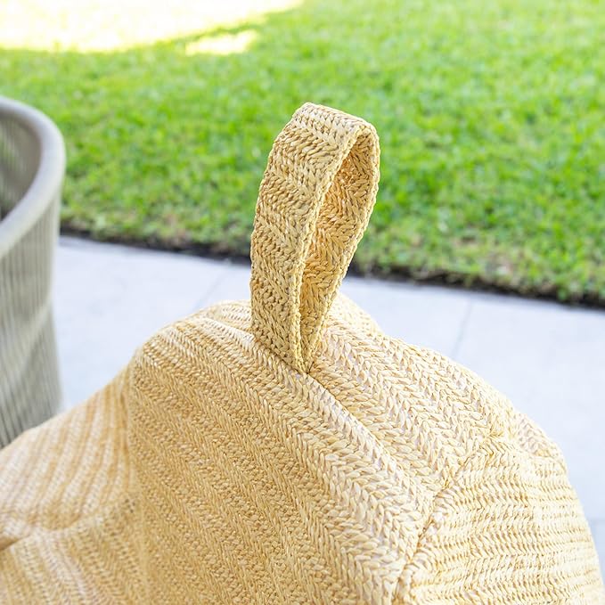 Big Joe Tuffet Weatherproof Bean Bag Chair, Natural Basket Weave, Breathable Weather Resistant Fabric, 2.5 feet Teardrop BigJoe