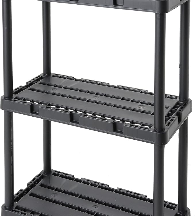 Gracious Living 3 Pack Light Duty Storage Shelves, Knect-A-Shelf 3-Shelf Ventilated Shelving Rack Organizer for Home, Garage, Basement, Laundry, Black GraciousLiving