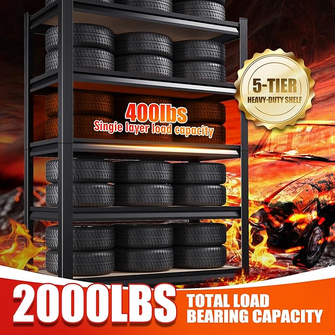 Set of 3 Garage Shelving-2050 lbs 5 Tier Storage Shelves,Adjustable Heavy Duty Metal Shelving Unit and Storage Large Rack,Utility Steel Shelf For Warehouse Industrial Pantry Basement 78"x46"x20" Rootora