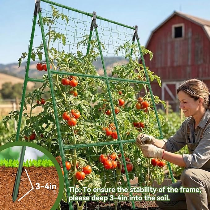 2 Pack Cucumber Trellis, 34"×48" Garden Trellis for Climbing Plants Outdoor, A-Frame Vegetable Trellis for Raised Bed, Support for Tomatoes, Squash, Zucchini, Vegetables & Flowers Lazzmonk