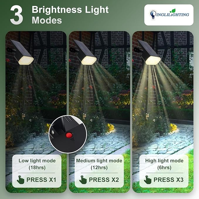DINGLILIGHTING Waterproof Solar Lights Outdoor: IP65 Led Spot Light Decorations for Garden - 3 Lighting Modes Solar Powered for Yard - Dust to Dawn Uplighting Landscape Pathway Drive Patios 6PC Warm DINGLILIGHTING