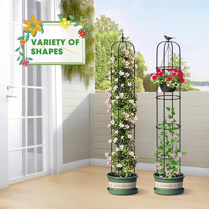 Tower Obelisk Garden Trellis for Climbing Plant,6.3FT/75.6" Rustproof Metal Potted Plant Climbing Support for Indoor Outdoor Flowers Vegetable Fruits Vines Support (2PCS) MQUPIN