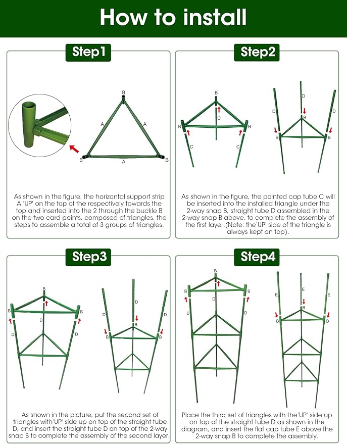 Tomato Cage, 3Pack 51.2inch Tall Tomato Trellis Triangle Tomato Cages for Garden Climbing Plants, Raised Garden Bed Plant Support Stakes for Garden,Pots, Plant Cages & Supports(Extra Bold) GrowYourGreenParadise