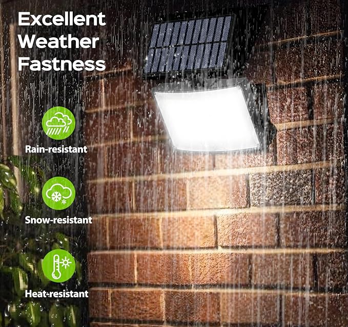 Adiding Solar Outdoor Lights, 2800LM LED Flood Lights with 16.4 Ft Cable, Remote Control Solar Motion Sensor Lights with 3 Modes, Solar Powered Security Lights for Outside Patio, Yard, Garage, 4 Pack Adiding