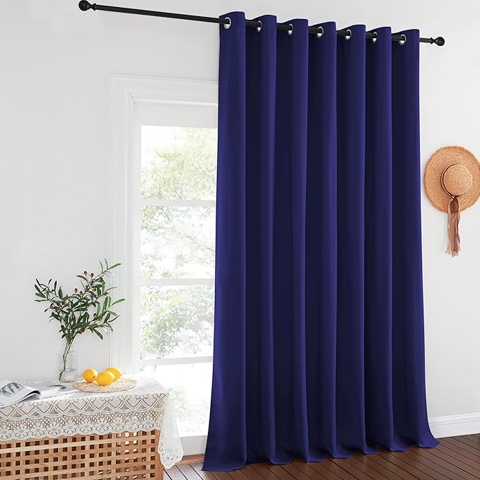 NICETOWN Navy Blue Blackout Curtains for Bedroom/Living Room 132 Inch Length - Thermal Insulated Room Darkening Grommet Top Window Curtains (100 by 132 - Inch, 1 Panel) NICETOWN