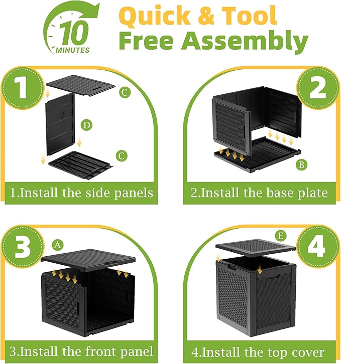 31 Gallon Outdoor Storage Box Weather Resistant UV Protection Waterproof Resin Deck Box for Garden, Patio, Porch, Delivery(Rattan Black) KFY
