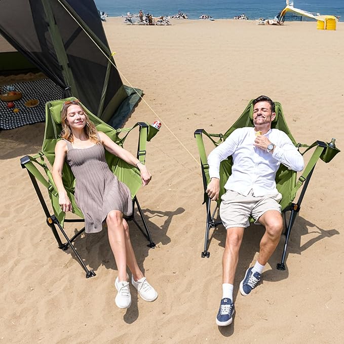 TIMBER RIDGE Hammock Camping Chair with Adjustable Backrest, Heavy Duty Folding Hammock Chair Supports 300lbs, Portable Hammock Chair for Camping, Travelling and Patio, Green TIMBERRIDGE