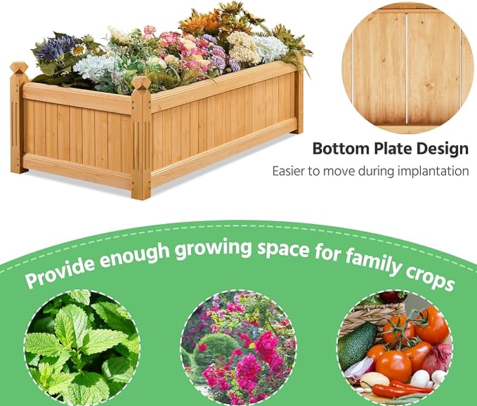 Yaheetech 46″ L × 23.5″ W × 16″ H Wooden Raised Garden Bed, Horticulture Wood Rectangular Garden Planter Outdoor, Raised Planter Box for Yard/Greenhouse/Vegetable/Flower/Herbs, Light Brown, 2pcs Yaheetech