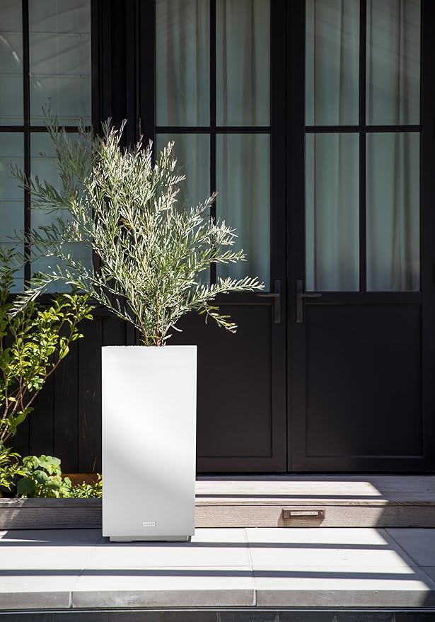 Veradek Block Series Pedestal Planter - Tall Planter for Indoor or Outdoor Front Porch | All-Weather Use with Removable Insert Bucket | Modern Décor for Flowers, Tall Trees, Faux Plants VeradekOutdoor