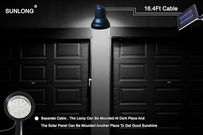 SUNLONG Solar Spotlights Outdoor Waterproof Bright Solar Wall Light Led Security Flood Light Solar Powered for Flag Patio Front Door Driveways-Automatically Activates at Dusk to Dawn (White) MakeYournightBrightandWarm