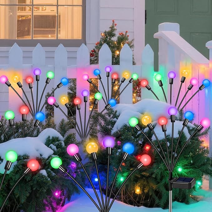 Solar Garden Lights Outdoor, Swaying Light Waterproof Solar Lights Outdoor for Yard Pathway Patio, Swaying Lawn Decor as Gardening Gifts for Women Holiday (Multicolor, 4 Pack) NBQQ