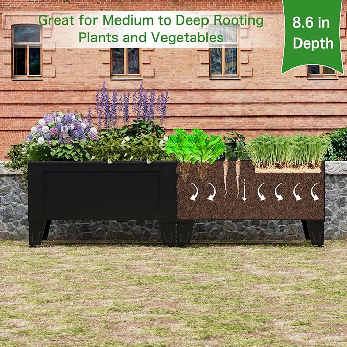 Elevated Metal Planter Box Stand Heavy Duty Raised Garden Bed for Vegetables Flowers Herbs Indoor Outdoor Use, Charcoal PROXRACER