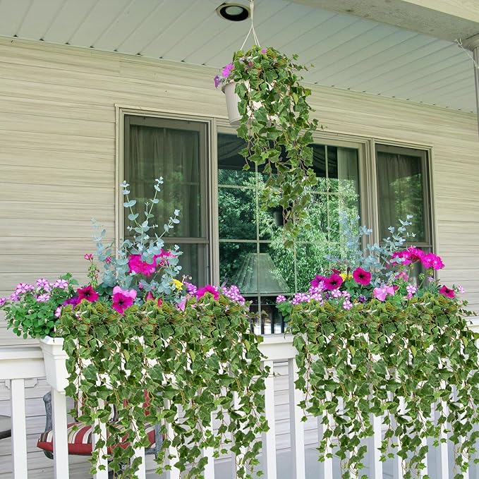 Hollyone 2pcs Artificial Hanging Plants 35.4" Fake Ivy Vine Faux Ivy Leaves Fire and UV Resistant Hanging Plant Wall Greenery for House Room Patio Indoor Outdoor Home Shelf Office Wedding Decor Hollyone