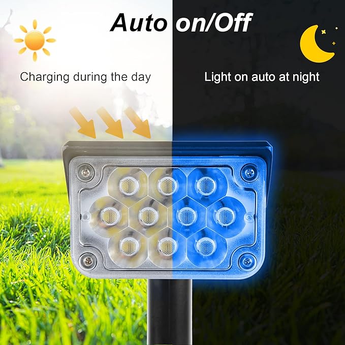 Solar Spot Lights Outdoor, Blue Solar Spotlights Landscape Lighting with IP65 Waterproof 20 LEDs Landscape Spotlight for Garden Path Yard Holiday Decoration 4 Pack CREPOW