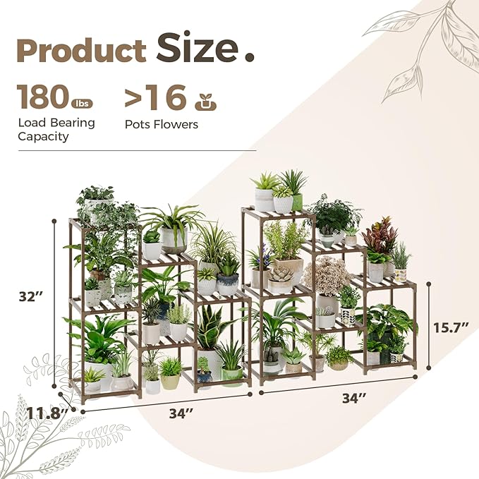 Bamworld 2 Sets of Package Plant Stands Indoor Wood Plant Shelf Outdoor Tiered Plant Rack for Multiple Plants Ladder Plant Holder Plant Table for Plant Pots Boho Home Decor for Gardening Gifts Bamworld