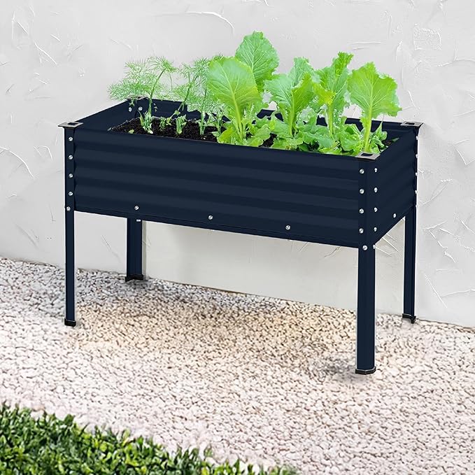 Best Choice Products 48x24x30in Galvanized Raised Garden Bed, Metal Elevated Planter Box, Vegetable Garden for Backyard, Patio, Balcony - Navy Blue BestChoiceProducts