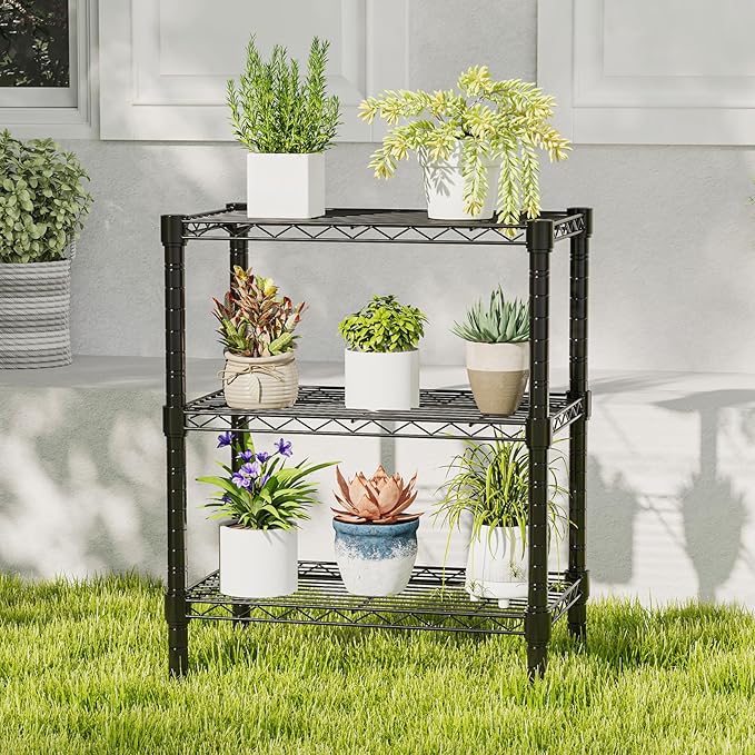 DUMOS 3-Tier Metal Wire Storage Shelves, Adjustable Standing Storage Rack Shelf, Heavy Duty Steel Shelving Unit Organizers for Kitchen Bathroom Pantry Garage, 23.3" W×13.4" D×30" H, Black DumosLifestyle