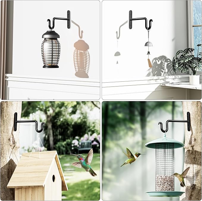 6 Inch Hanging Plant Brackets - 2 Pack Plant Hook for Hanging Plants, Plant Hanger for Hanging Bird Feeders, Flower Baskets, Wind Chimes, Lanterns, Indoor or Outdoor. Rootora