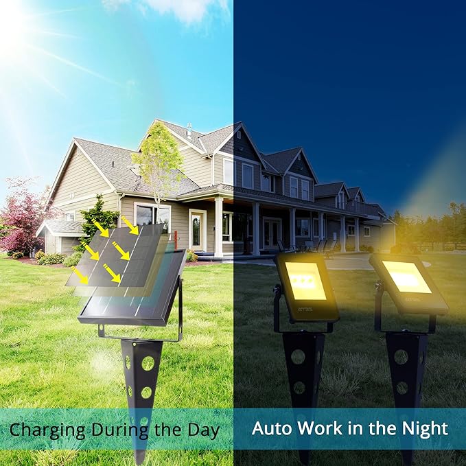 Solar Spotlights Outdoor Waterproof, Zeta 6-in-1 Spot Lights Metal Warm White Auto On/Off Dusk to Dawn Landscape Flag Pole Uplights for Outside House Trees Garden Yard Driveway Pathway Lawn Sunlife