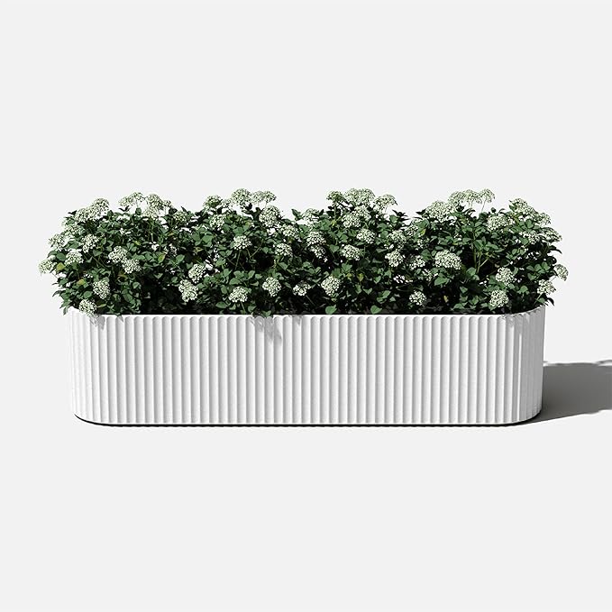 Veradek Demi Series Window Box Planter - Long Planter Box for Windowsill/Balcony | Durable Plastic-Stone Composite Material | Modern Décor for Flowers/Herbs VeradekOutdoor