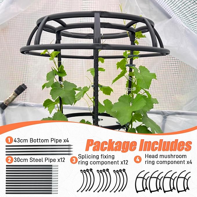 65 Inch Garden Trellis for Climbing Plants Outdoor, Mushroom Top Trellis for Potted Plants, Vines, Roses, Clematis, and Vegetables, Plant Trellis Support 2 Pack Anothera