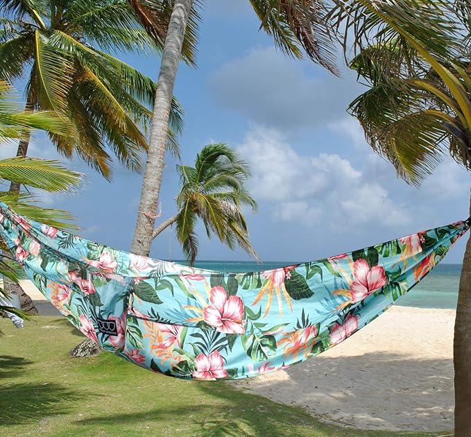 Gold Armour Camping Hammock - XL Double Hammock Portable Hammock Camping Accessories Gear for Outdoor Indoor with Tree Straps, USA Based Brand (Hawaii Blue) GoldArmour