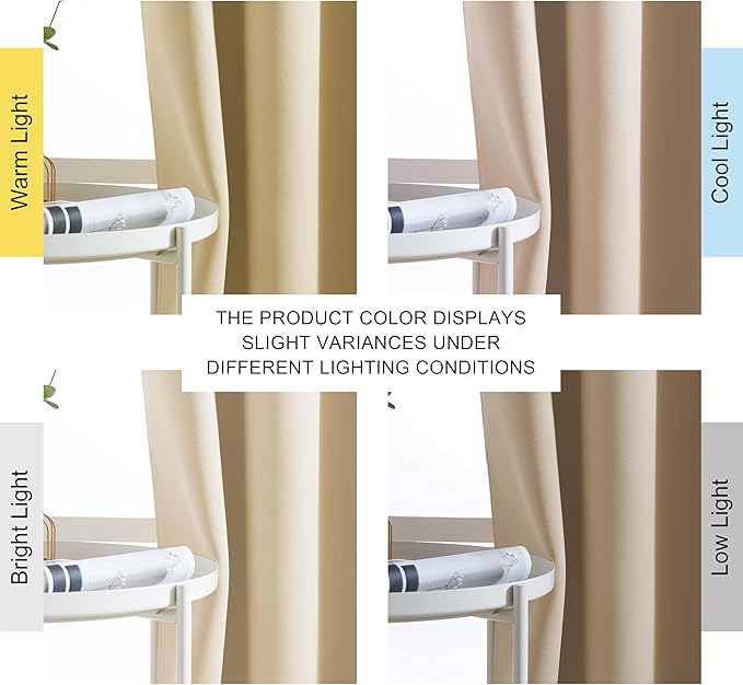 NICETOWN 2 Panels Weighted Blackout Curtains for Patio Waterproof & Windproof, Thermal Insulated Top and Bottom Rustproof Grommets Light Block Outdoor Drape for Pool, Biscotti Beige, W52 by L95 NICETOWN