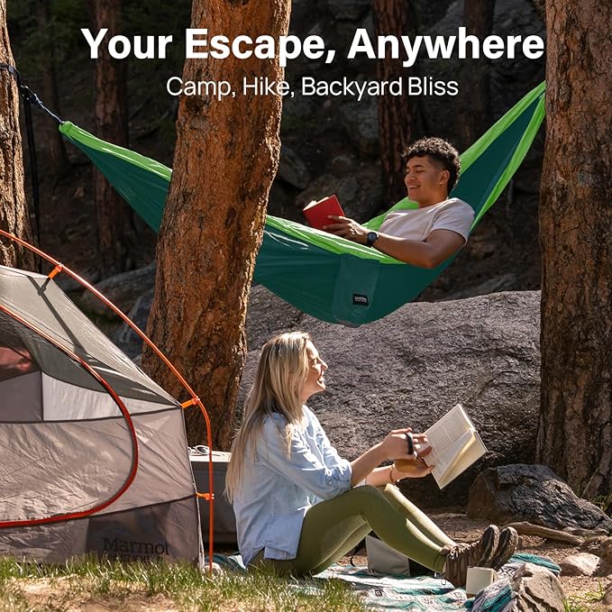 Kootek Camping Hammock, Portable Hammocks with Tree Straps & Attached Carry Bag, Camping Essentials Gear, Perfect for Outside Indoor Hiking Beach Backpack Travel Kootek