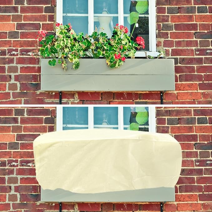 4 Pcs Rectangular Planter Box Cover Freeze Protection, Flower Box Covers Winter Frost Blanket with Drawstring for Outdoor Plants Balcony Windowsill Raised Beds(39.3x17.7x15.7 Inch) HFYZZ
