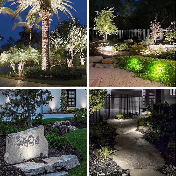 APONUO Solar Spot Lights Outdoor 6-in-1 Solar Landscape Lights Dusk to Dawn Solar Uplights IP65 Waterproof 9.8ft Cable Outdoor Spot Lights for Yard Pathway Garden Tree Decoration (Cool White) APONUO