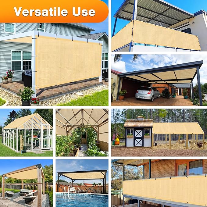 Artpuch Outdoor Pergola Shade Cover 7' X 18' Sun Shade Cloth with Grommets, 90% UV Protection Canopy Patio Privacy Screen (Customized Available) GN107, Wheat Artpuch