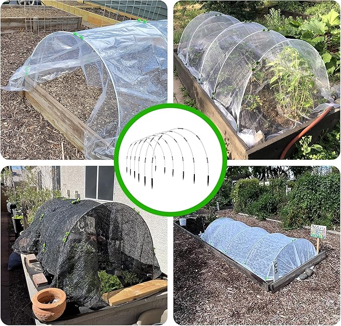 8FT Garden Hoops Grow Tunnel Kit - Rust-Free Fiberglass Frame for Raised Beds, 36pcs - DIY Plant Support for Garden Netting, Row Covers, and Greenhouse Protection OOTONAT