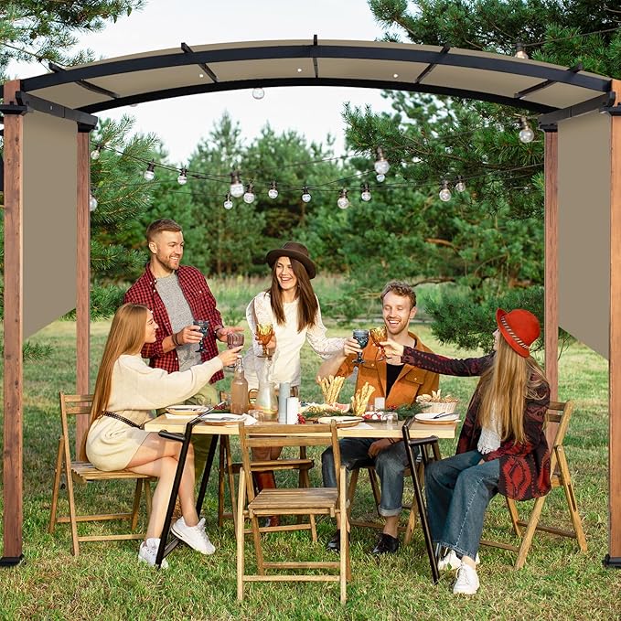 Universal Canopy Cover Replacement for 17x6.8 Ft Outdoor Pergola Structure, Garden Pergola Shade for Gazebo Patio Porch Balcony, Outdoor Waterproof Pergola Canopy Top(Cover Only) (Khaki) TNGAN