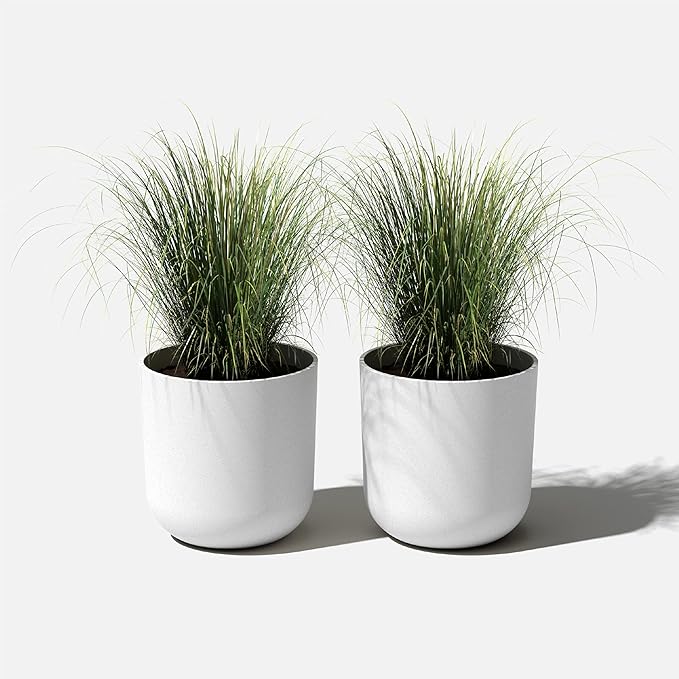 Veradek Mason Series Lima Planter - Round Planter for Indoor or Outdoor Porch/Garden | Made from Plastic-Stone Composite with Drainage Holes | Modern Décor for Succulents, Flowers, Small Plants VeradekOutdoor