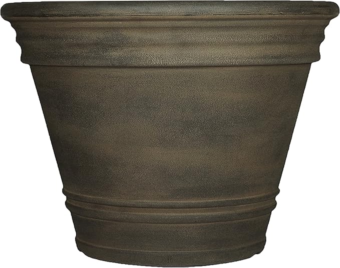 Sunnydaze 20-Inch Franklin Large Plant Pot - Polyresin Round Outdoor Planter with Drillable Drainage Hole - Sable SunnydazeDecor
