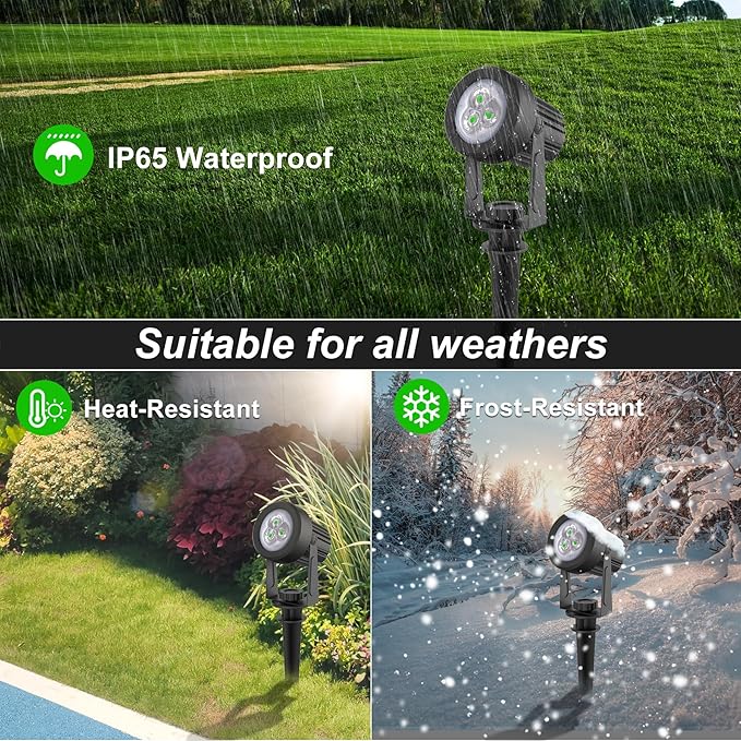 Green Solar Spot Lights Outdoor, 2 Pack Solar Landscape Spotlights IP65 Waterproof 9.8ft Cable, Auto On/Off Outdoor Wall Lights for Garden Yard Driveway Porch Walkway Pool (1-in-1) CREPOW