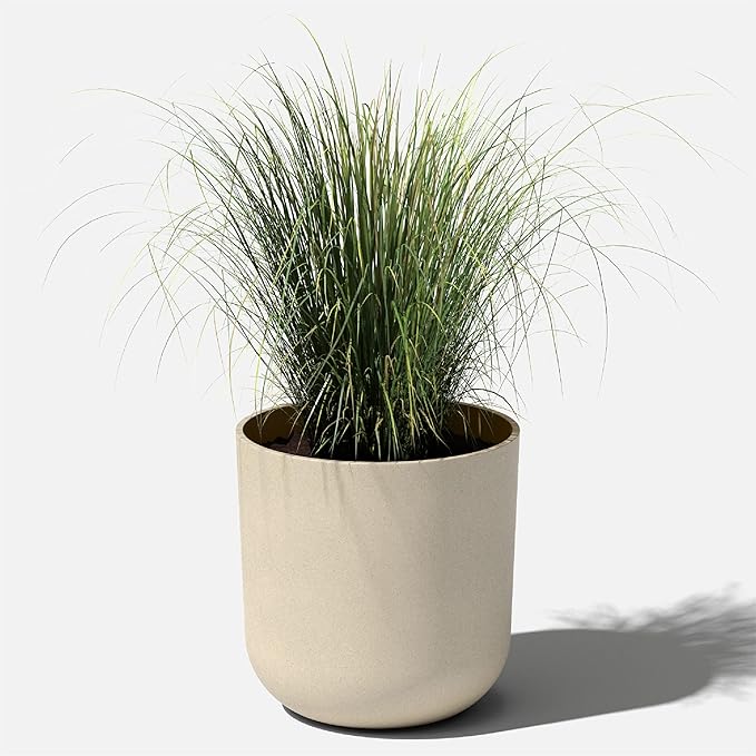 Veradek Round Lima Plastic Planter Pots for Indoor/Outdoor Garden Use, Sand Color, 5 Year Warranty VeradekOutdoor